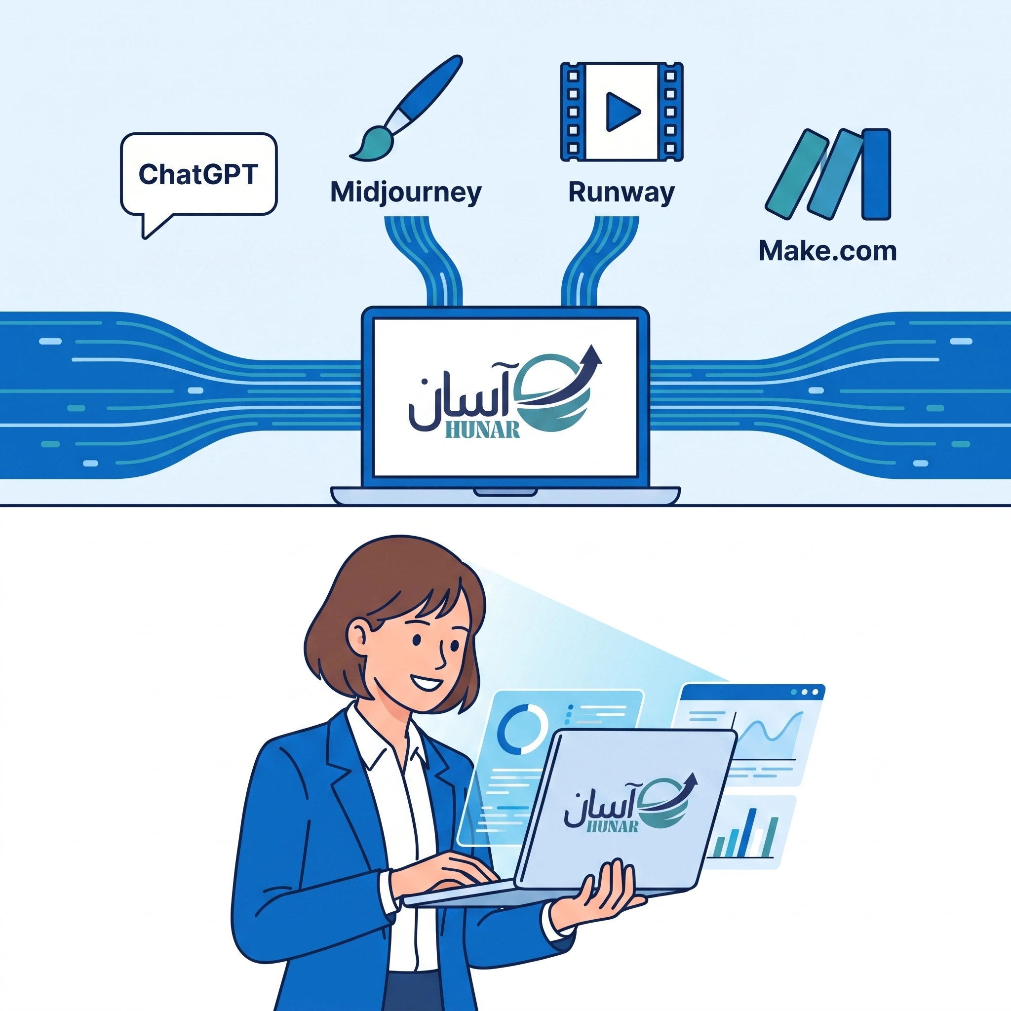 AI Automation Workflow Diagram - Make.com to WhatsApp